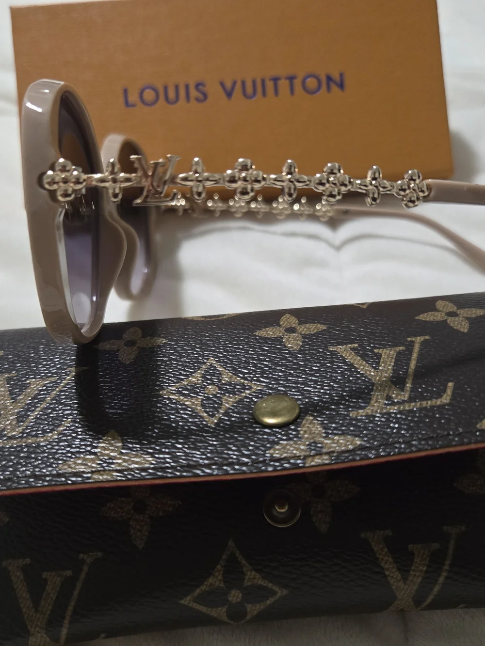 Louis Vuitton Pink Floral-Trim Sunglasses